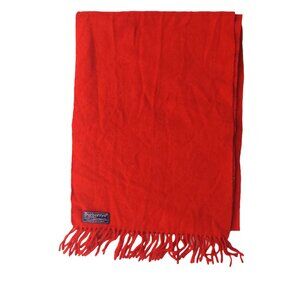Vintage Burberry Solid Red Embroidered Prorsum Logo 100% Lambs Wool Scarves